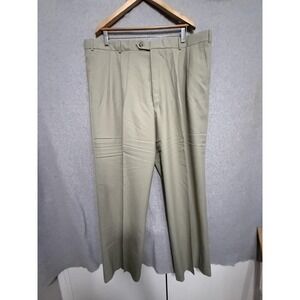 Paul Fredrick Dress Pants Mens 45x34 Beige Wool Coolmax Classic Pleated Lined